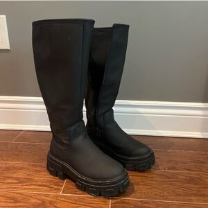 Black Knee-High Chunky Sole Boots